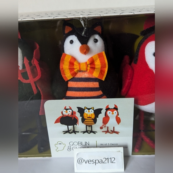 Goblin & Ghoul Halloween Fabric Bird Featherly Friend 3 Pk Devil Bat Felt Birds - Picture 8 of 8